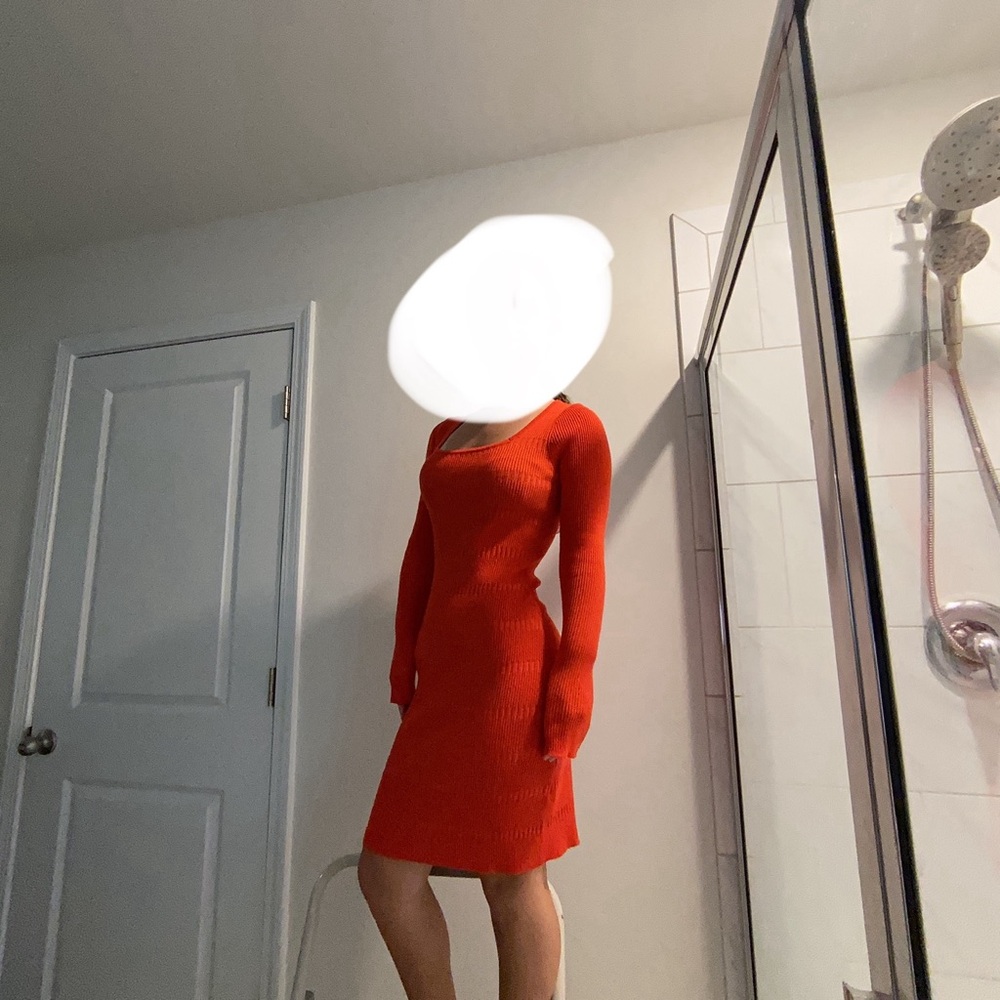 Long red orange dress